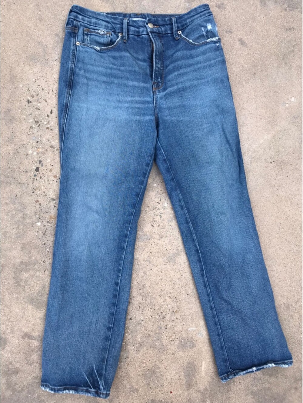 Good American Blue Jeans Womens 10/30 Medium Wash Mid Rise Stretch lite Fading